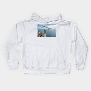 Gannets at Bass Rock Lighthouse Kids Hoodie